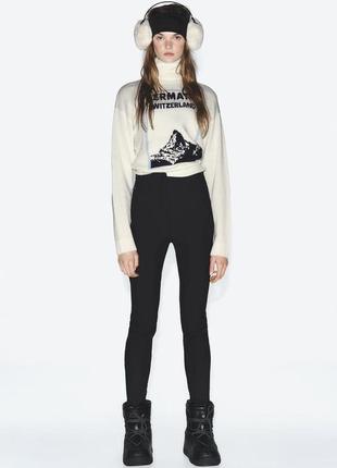 Шерстяно-кашемировый свитер бежевый zara ski