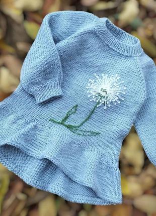 Вязаная детская кофта из мериносовой пряжи, на возраст1,5-2 года