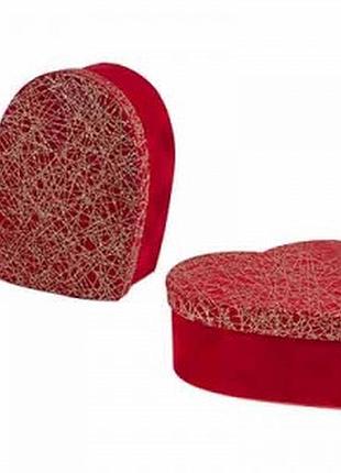 Коробка картонна серце червоне(мікс) золота павутинка,ажур 29,5*26*12см  2-198