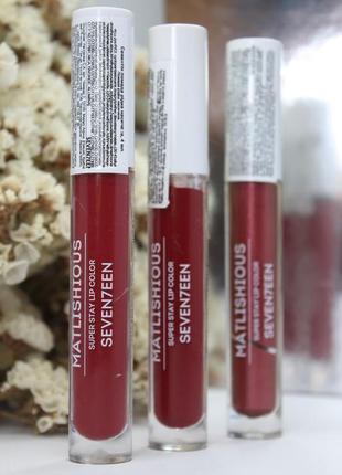 Seventeen matlishious super stay lip color рідка матова червона вишнева вишня бордо темна винна ягідна помада севентін металік металічна