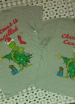 Новогодняя футболка гренч, фемили лук размер s, m