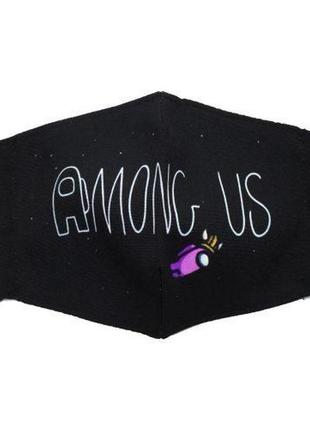 Многоразовая 4-х слойная защитная маска "among us" размер 3, 7-14 лет