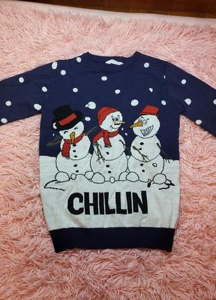 Різдвяний светр зі сніговиком  новорічний светр сніговик