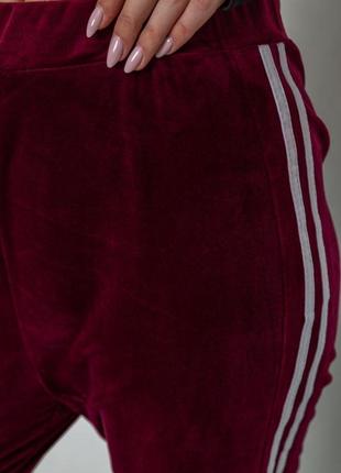 Спорт штаны женские велюровые, цвет бордовый, 244r55765 фото
