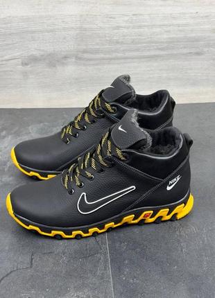 Мужские кожаные зимние ботинки с натуральной шерстью премиум качества