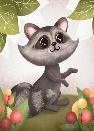 Алмазна вишивка. картина на картоні "єнотик. літо" , розмір 21х25см