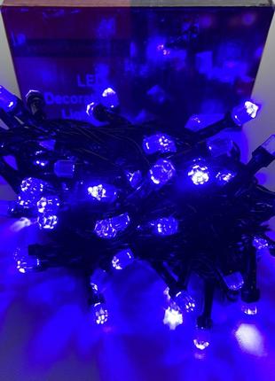 Новорічна гірлянда кристали нитка 200 led світлодіодна синя 10 м для дому та вулиці (обмежено)