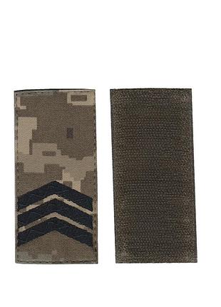 Погон сержант всу военный / армейский  шеврон всу, черный цвет на пикселе. 10 см * 5 см