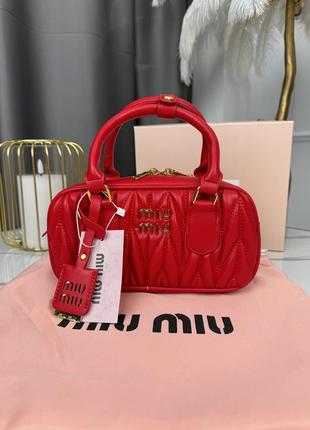 Жіноча сумка miu miu arcadie matelassé nappa leather bag  premium червоний