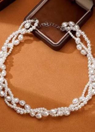 Элегантное многослойное перловое ожерелье