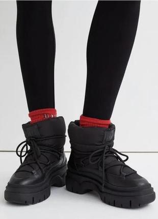 Дутики h&m черные ботинки на платформе с гусиным пухом h&m