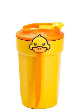 Термокружка g. duck 450 мл с крышкой на защелке, желтый,стильная, практичная, отличный выбор для детей