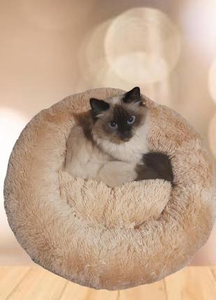 Лежанка пухнастик для кішок і собак глибока, м'який пуфик