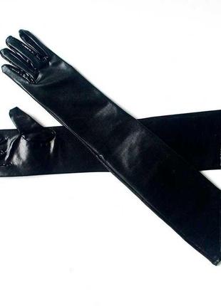 Длинные перчатки из матового винила s-m черный