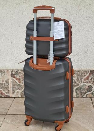 Валіза + бютик wings 402 dark grey ♥️ poland 🇵🇱