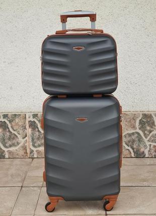 Валіза + бютик wings 402 dark grey ♥️ poland 🇵🇱