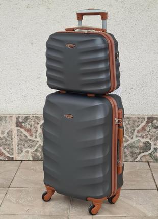 Чемодан + бютик wings 402 dark grey ♥️  poland 🇵🇱
