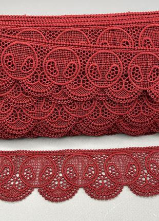 (57-j0017-013) вязаное матовое кружево 5 см - бордовый