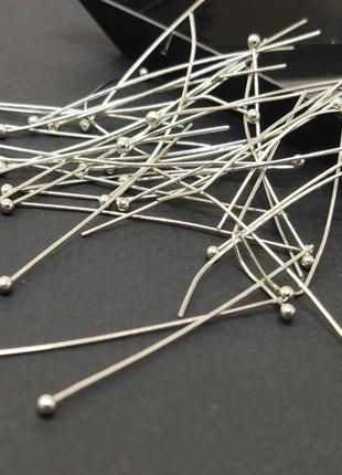 Пин с шариком 4 см, цвет сталь - 3г