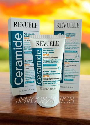 Spf50 крем для лица солнцезащитный против пигментации с керамидами и ниацинамидом спф 50 revuele