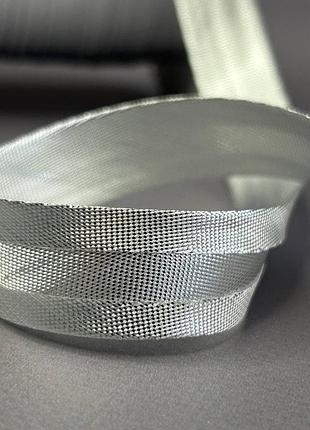 Косая бейка парча, серебро
