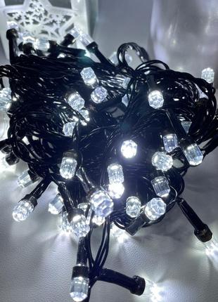 Новогодняя гирлянда кристаллы нить 200 led светодиодная белая 10 м для дома и улицы (ограничено)