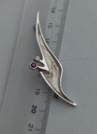 Серебряная винтажная брошь, 925, маркировка