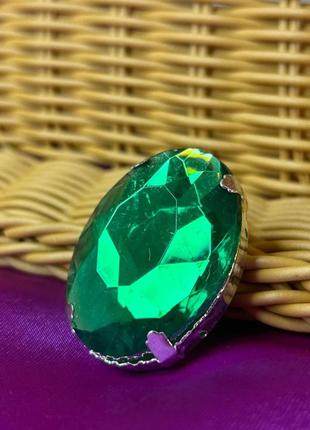 Стразы в цапах пришивные, овальные 28х38 мм - зелений