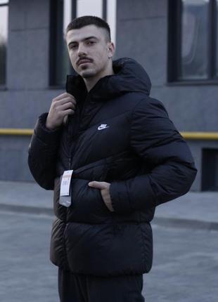 Мужская зимняя куртка найк черная/зимняя куртка jacquard nike