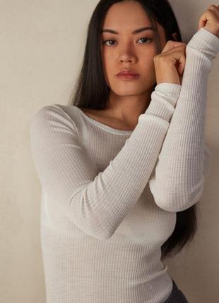 Лонгслив в рубчик из шерсти и шелка intimissimi wool & silk