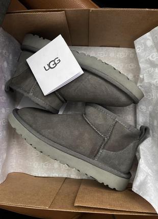 Короткие угги ugg ultra mini grey угги женские