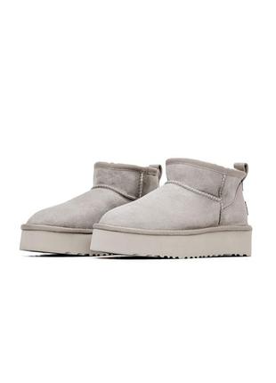 Ugg ultra mini platform ligth grey натуральные угги женские