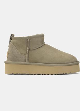 Ultra mini platform khaki натуральні жіночі угги уггі