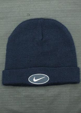 Вовняна вінтажна шапка nike vintage 90's beanie winter navy wool hat