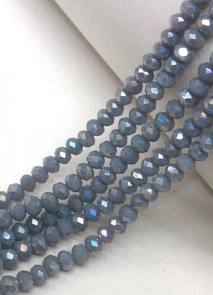 Бусины хрустальные рондель 4х3мм, нить-135 шт, серый матовый с покрытием ав