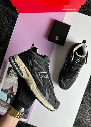 Женские кроссовки new balance 1906d black grey beige fur