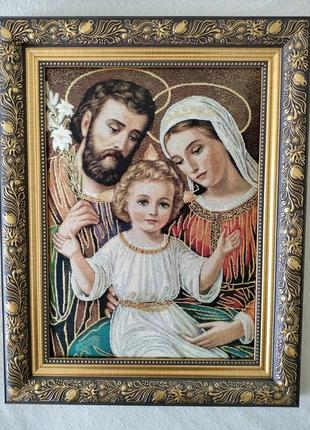 Гобеленова ікона з люрексом свята родина.