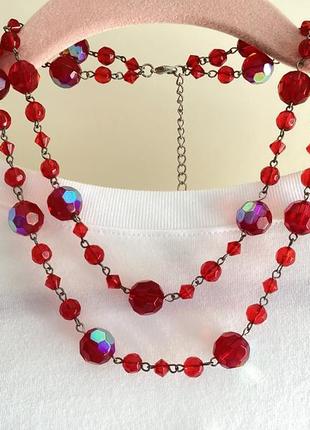 Ожерелье ретро стекло красного цвета из аб