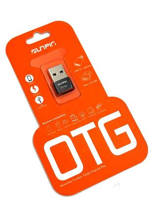 Otg переходник sunpin ot-04 usb-am to type c (type c+u2) черный