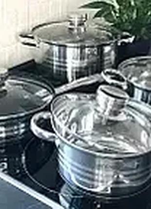 Набор кухонной посуды из нержавеющей стали на 12 предметов rainberg rb-601 хром5 фото