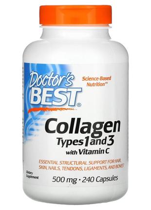 Колаген типу 1 і 3 з вітаміном c doctor's best collagen 240 капсул