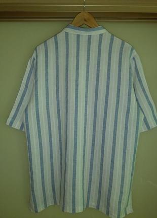 Льняна сорочка у смужку (100% льон)4 фото
