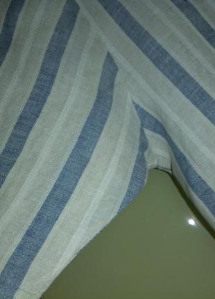 Льняна сорочка у смужку (100% льон)7 фото