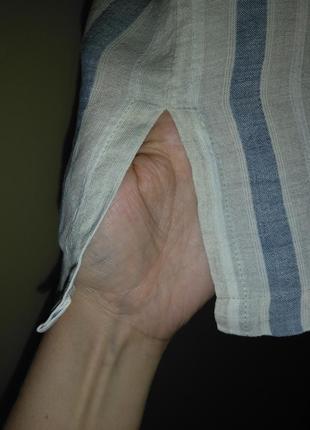 Льняна сорочка у смужку (100% льон)6 фото