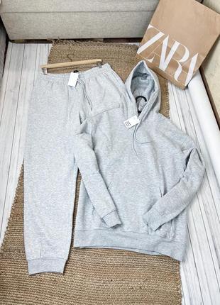 Спортивный костюм мужской на флисе в сером цвете h&m 2024