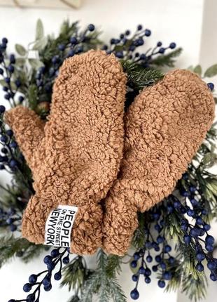 Женские теплые перчатки тедди
