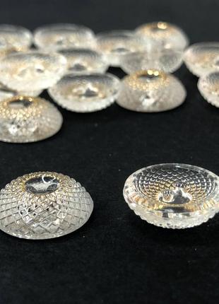 10 шт. - пуговицы рубашечные ø-15 мм - прозрачная с золотом