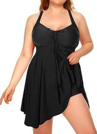 Купальник сдельный черный с утяжкой большого размера 54 / 20 сплошной платье