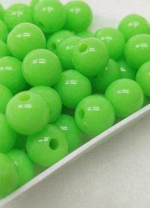 Намистини пластикові 8 мм - 10 гр, колір салатовий #8