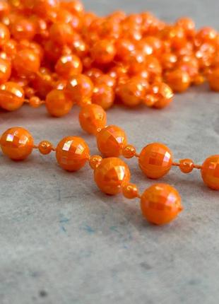 Намистини пластикові на нитці ø 4 і 9 мм - 90 см помаранчевий з ав